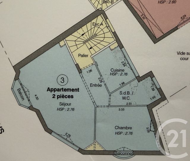 Appartement F2 à vendre - 2 pièces - 44.0 m2 - PARIS - 75018 - ILE-DE-FRANCE - Century 21 Joffrin Immobilier