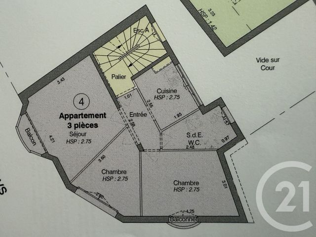 Appartement F2 à vendre - 2 pièces - 44.0 m2 - PARIS - 75018 - ILE-DE-FRANCE - Century 21 Joffrin Immobilier
